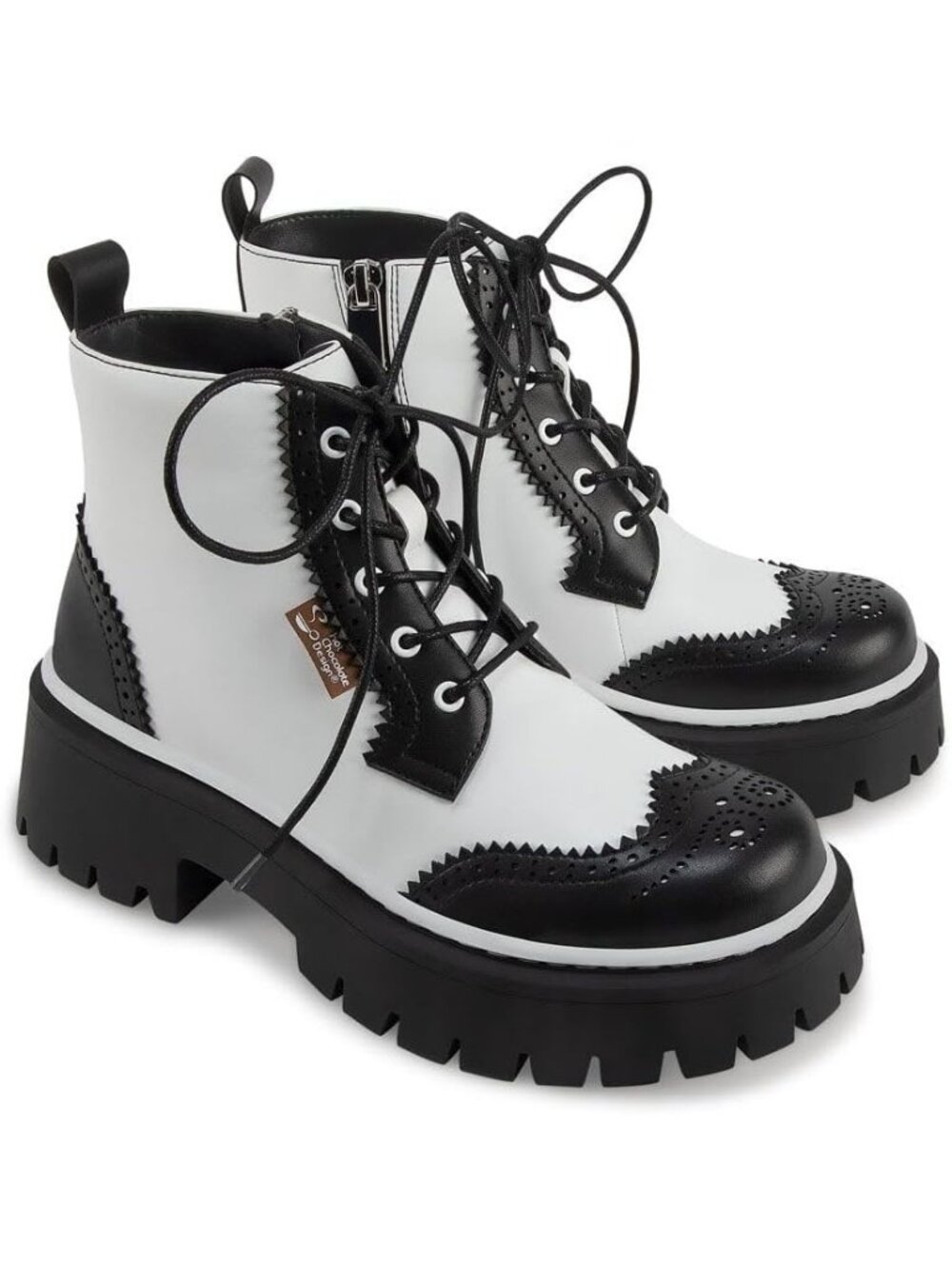 Women’s Havana Rubber Faux Leather Chunky Platform Ankle Boots Laces
